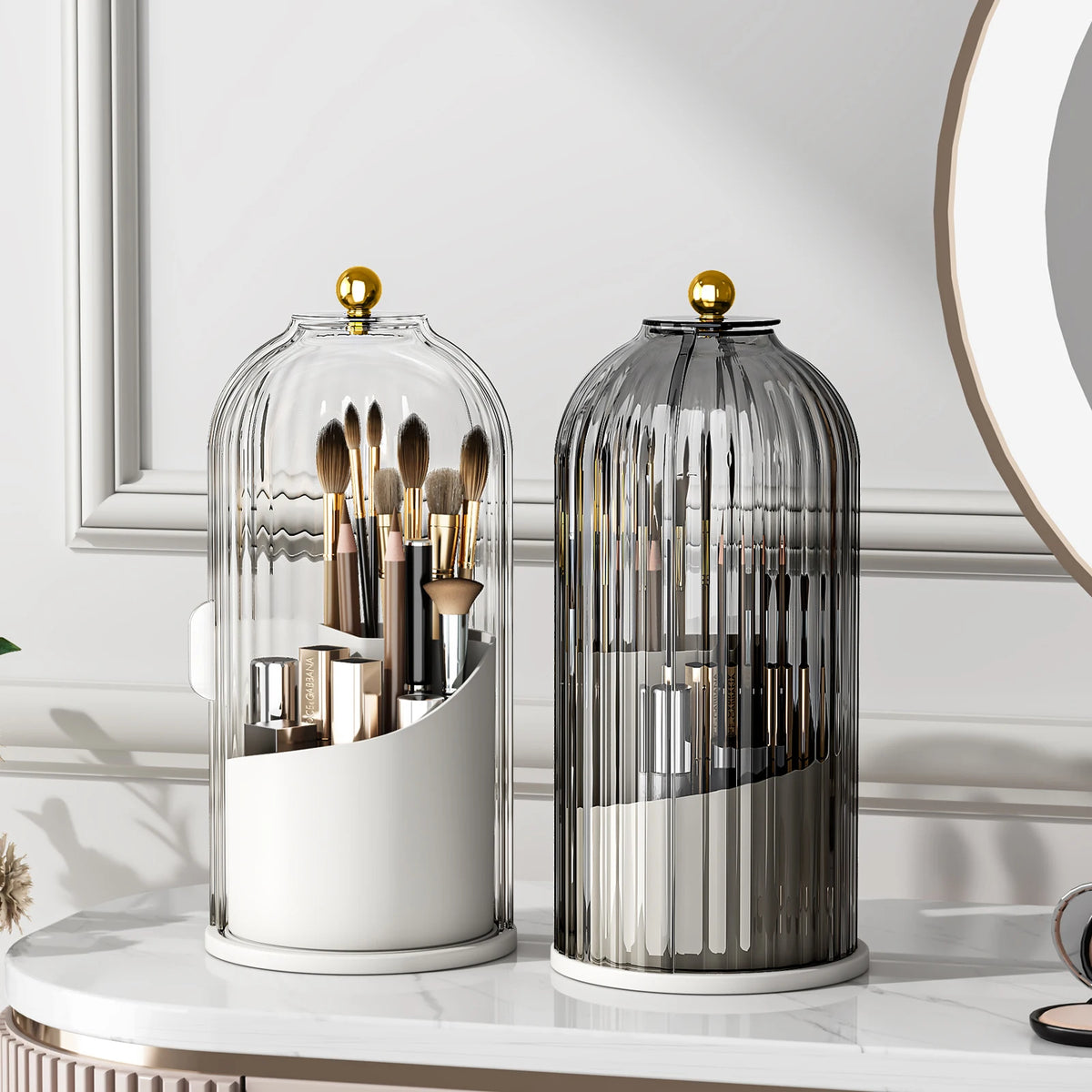 YOOLENS Rotating Makeup Brush Holder Organizer With Dustproof Protective Lid