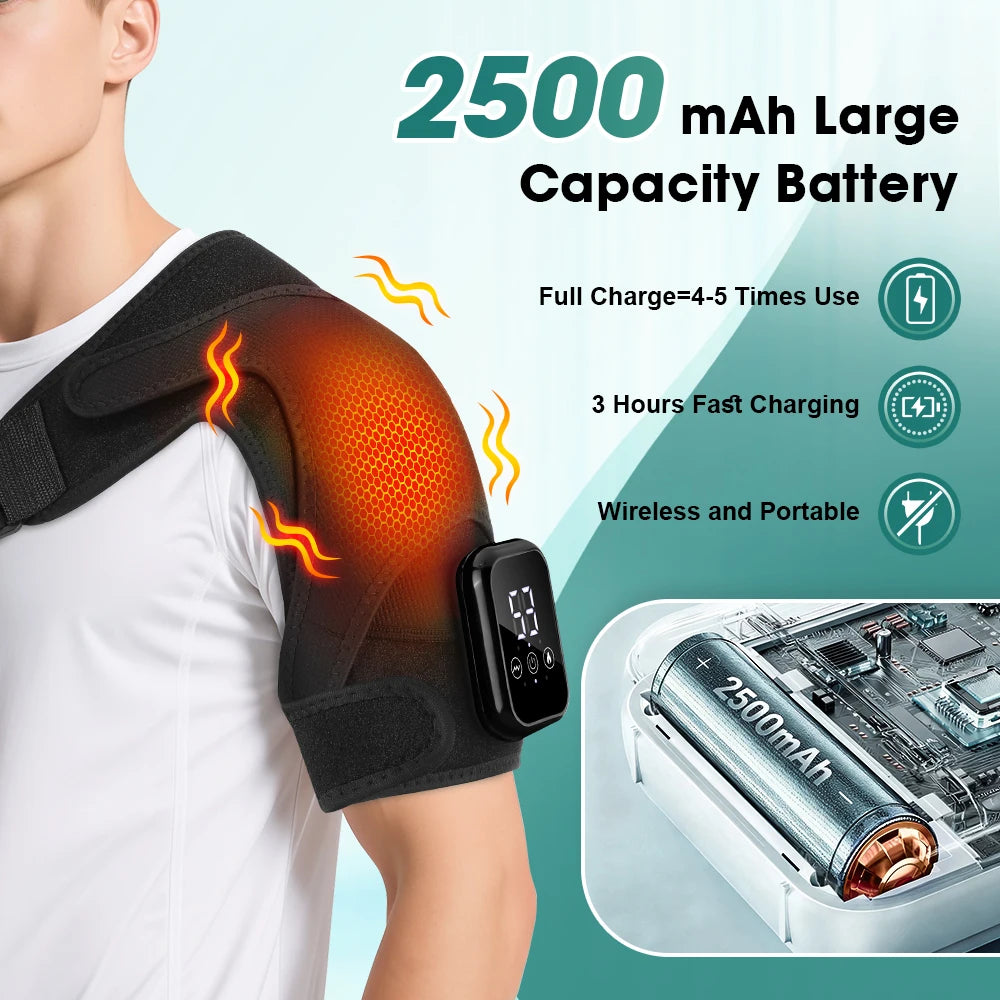 Electric Heating Vibration Shoulder Massager Wrap 3 Massage Mode 3 Adjustabal Temperature Shoulder Support Belt Strap