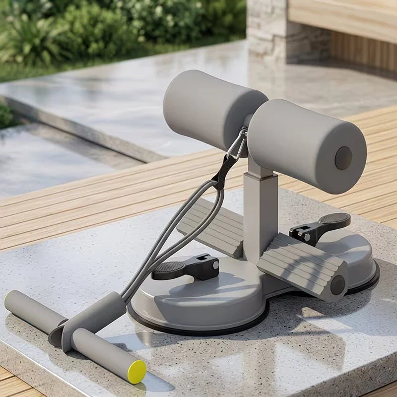 Multifunctional Home Sit-Up Trainer, Ab Roller with 2 Resistance Bands & 2 Suction Cups, Indoor Fitness Equipment