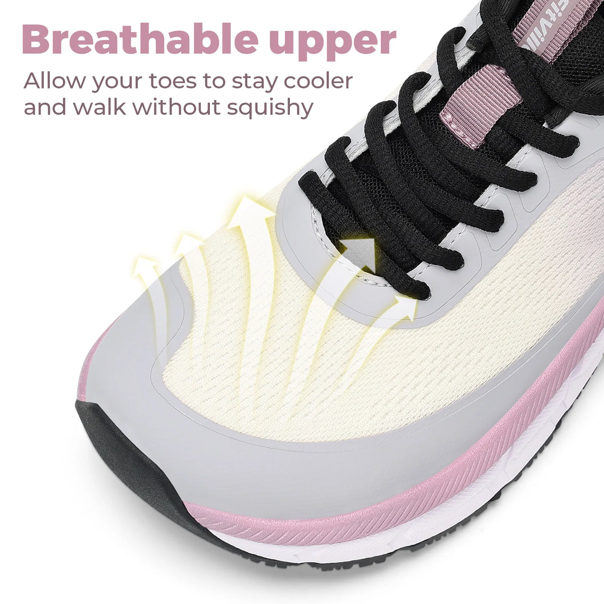 FitVille Women's Sports Shoes, Wide Casual Breathable Non‑Slip Sneakers, Comfortable Cushioned Running Jogging Shoes with Arch Support