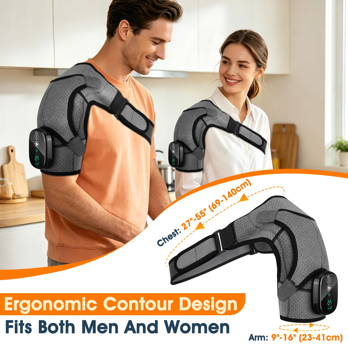 Cordless Electric Heating Shoulder Massager Vibration Shoulder Brace Massage Support Belt Adjustable Hot Compress Shoulder Shawl