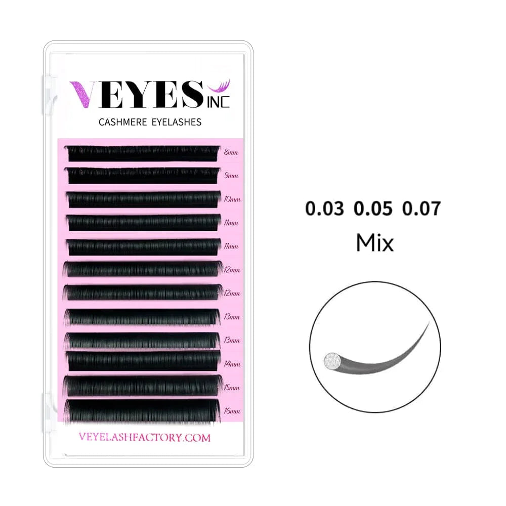 VEYESINC Cashmere Lashes Faux Mink 8-16mm Mix Individual Volume Lashes Soft Natural Lash Extensions Makeup