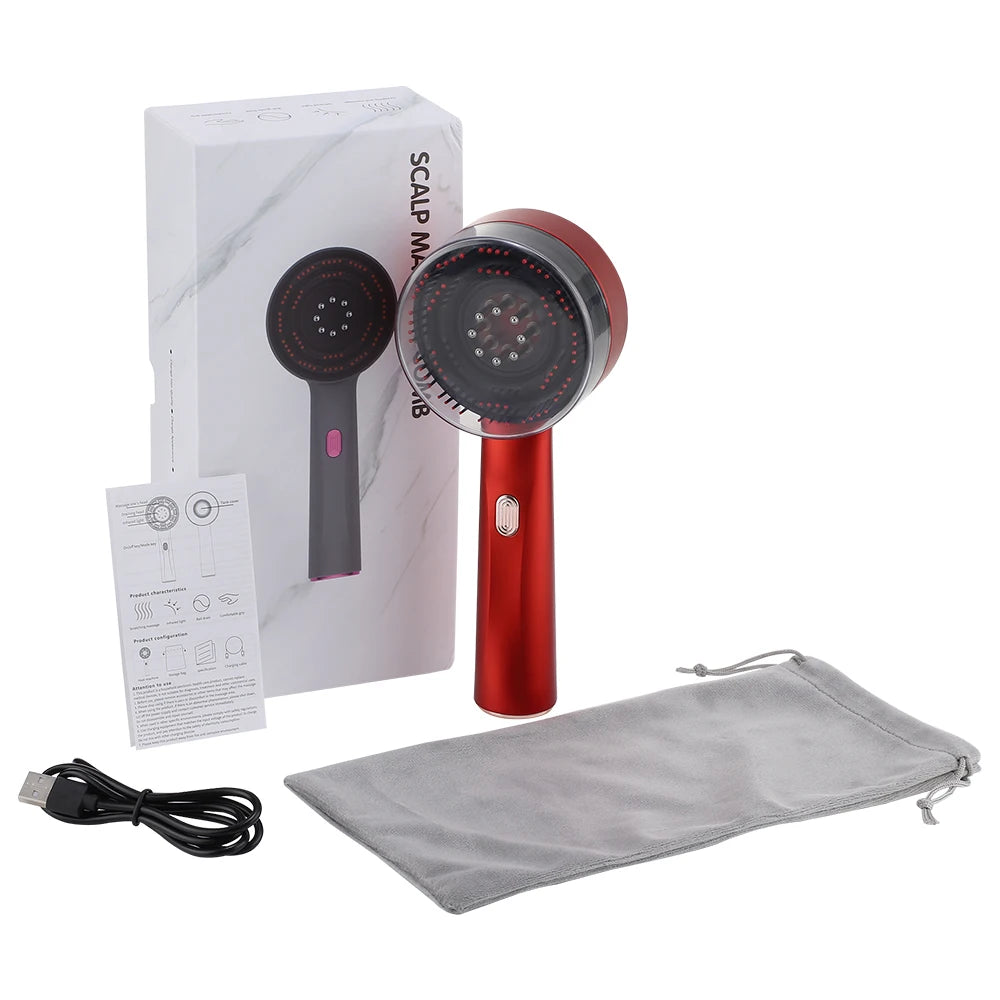 Electric Vibration Massage Comb Red Light Hair Growth Massage Scalp Brush Anti Hair Loss Liquid Oil Applicator Hair Care