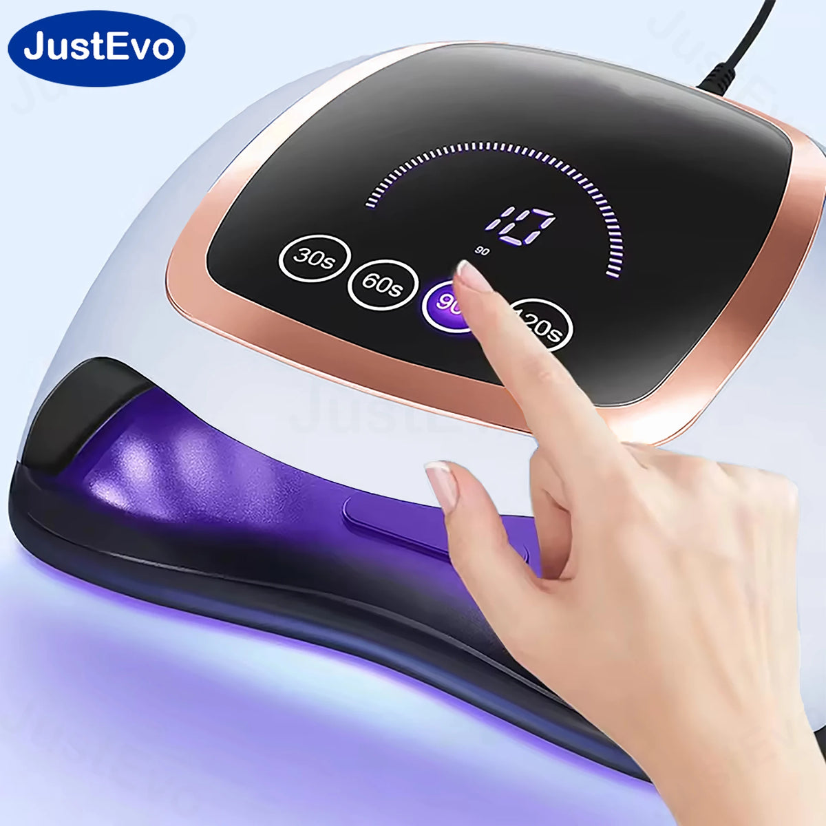 JustEvo LED Nail Lamp For Gel Polish Smart Sensor Nail Dryer With 4 Timers LCD Display Removable Base Professional Manicure Pedicure Light Machine For Home Salon DIY Nail Art Low Heat US Plug