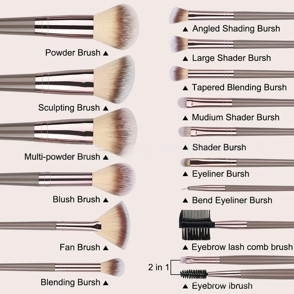 20Pcs Makeup Brushes Set Soft Synthetic Fiber Foundation Eyeshadow Blending Blush Powder Contour Beauty Tool