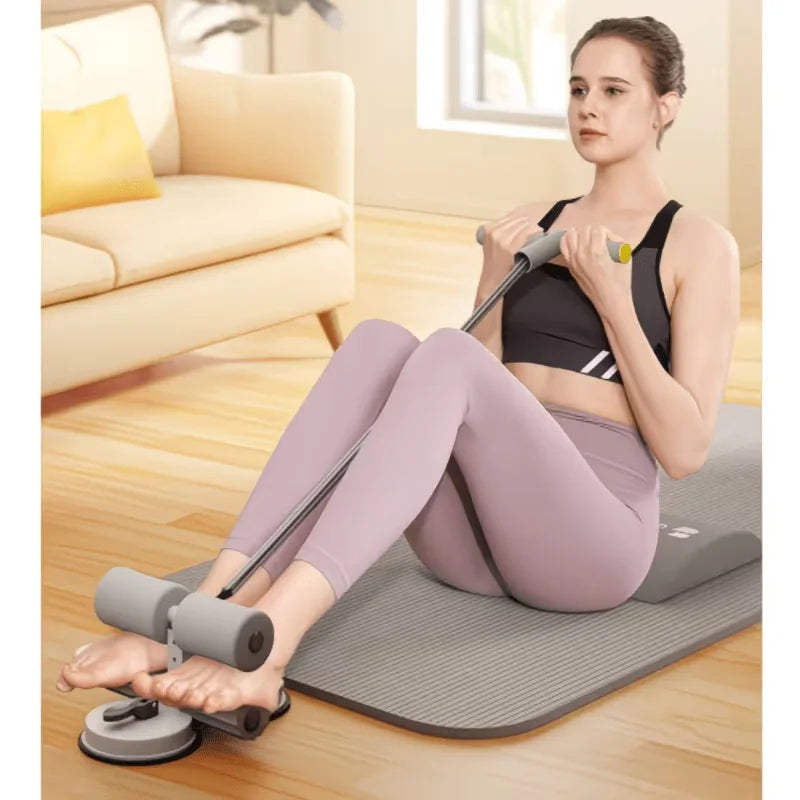 Multifunctional Home Sit-Up Trainer, Ab Roller with 2 Resistance Bands & 2 Suction Cups, Indoor Fitness Equipment