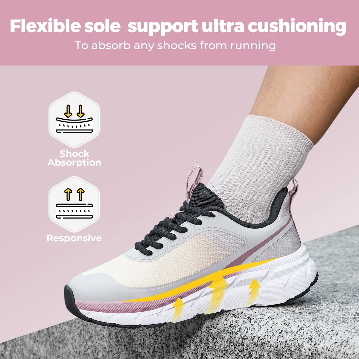 FitVille Women's Sports Shoes, Wide Casual Breathable Non‑Slip Sneakers, Comfortable Cushioned Running Jogging Shoes with Arch Support