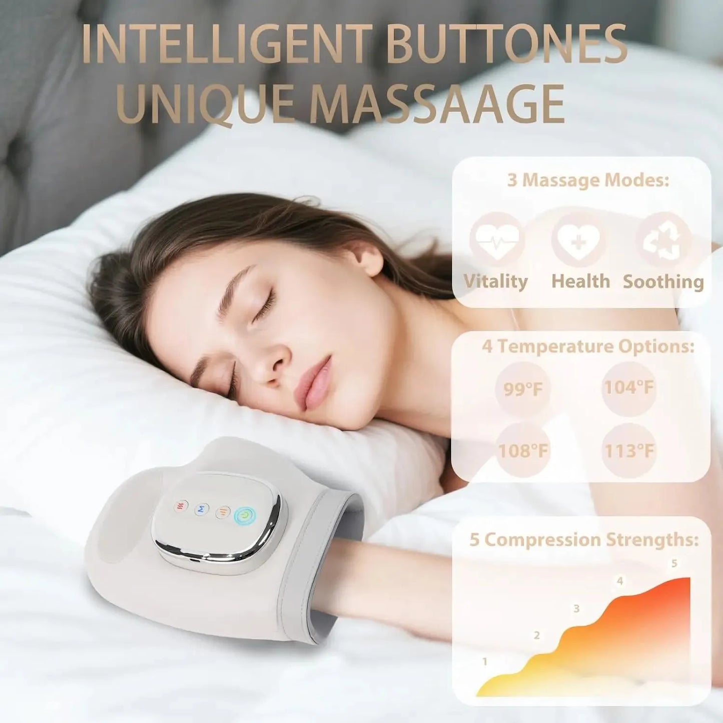 Hand Massager with Heat and Airbag Compression Carpal Tunnel Wrist Finger Kneading Massage Device Electric Vibration Gloves