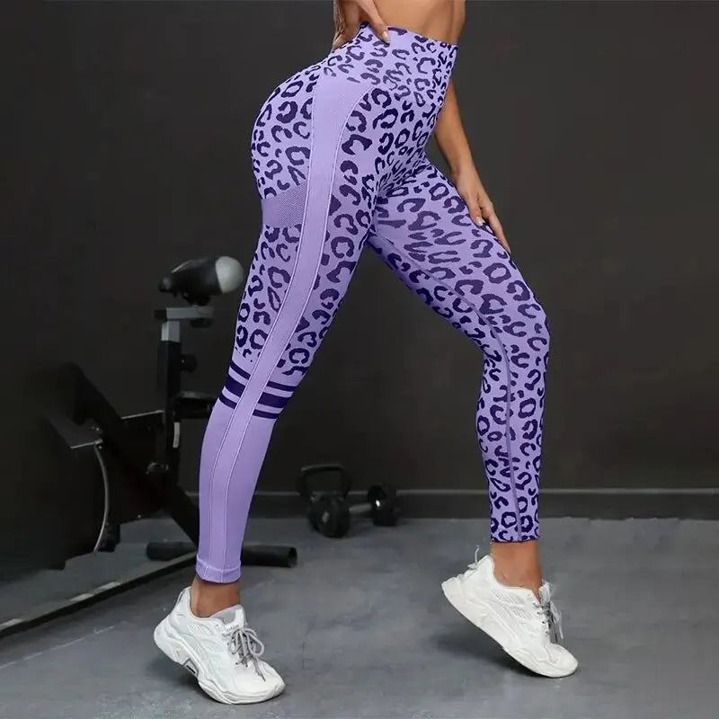 Yoga Leopard Print Seamless High Waist Tights for Quick Dry Fitness