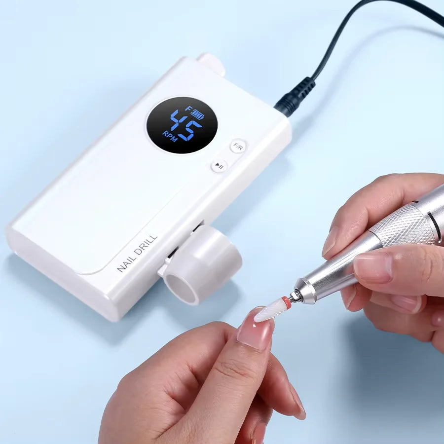 45000RPM Rechargeable Nail Drill Machine Portable Electric Nail File LCD Display USB Charging Manicure Pedicure Kit Gel Acrylic Nail Polisher Salon Nail Art Tools And Home Use For All Festival Gifts