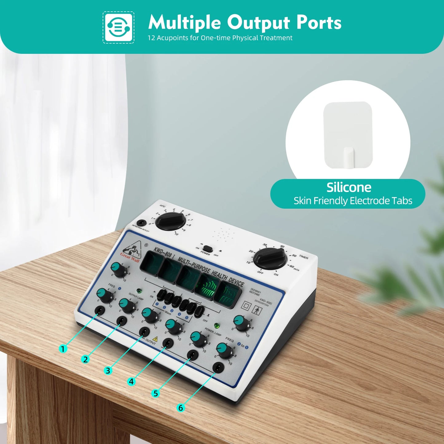 KWD808-I Electric Impulse Acupuncture Therapy 6-Output Patch Massager