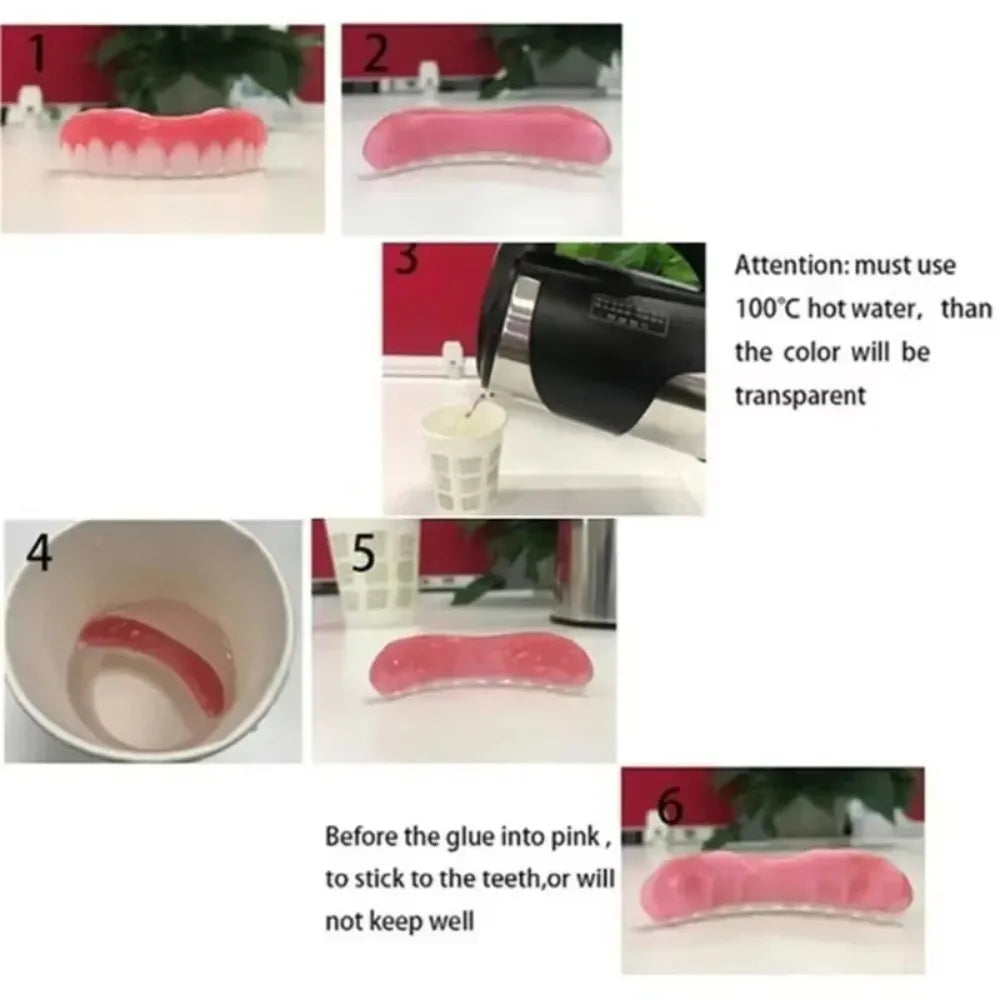 New Silicone Cosmetic Temporary Teeth Set Soft Tooth Covers Upper & Lower Decorative Veneers Easy To Use Oral Beauty Kit