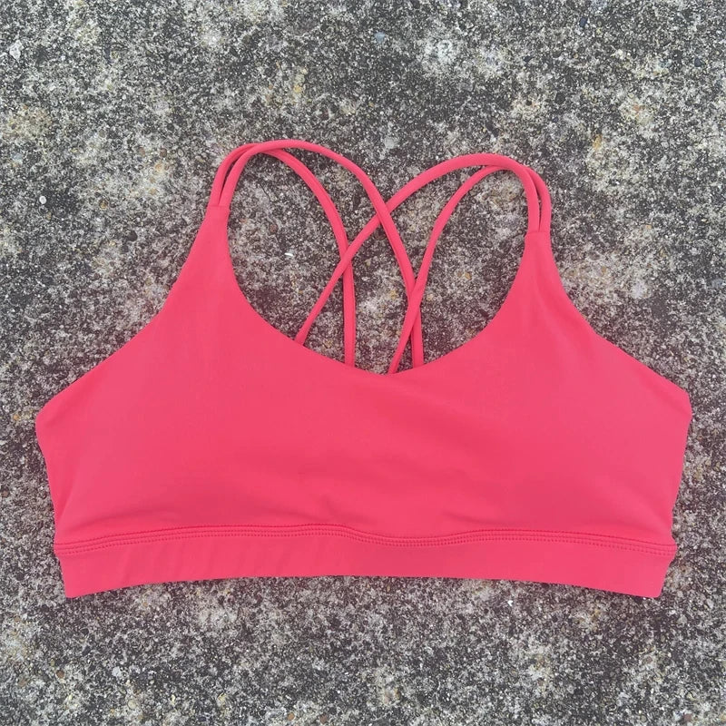 Solid Color Soft High Strength Women Cross Fitness Bra Tight Sport Top Comprehensive Training Gym Yoga Underwear With Chest Pad