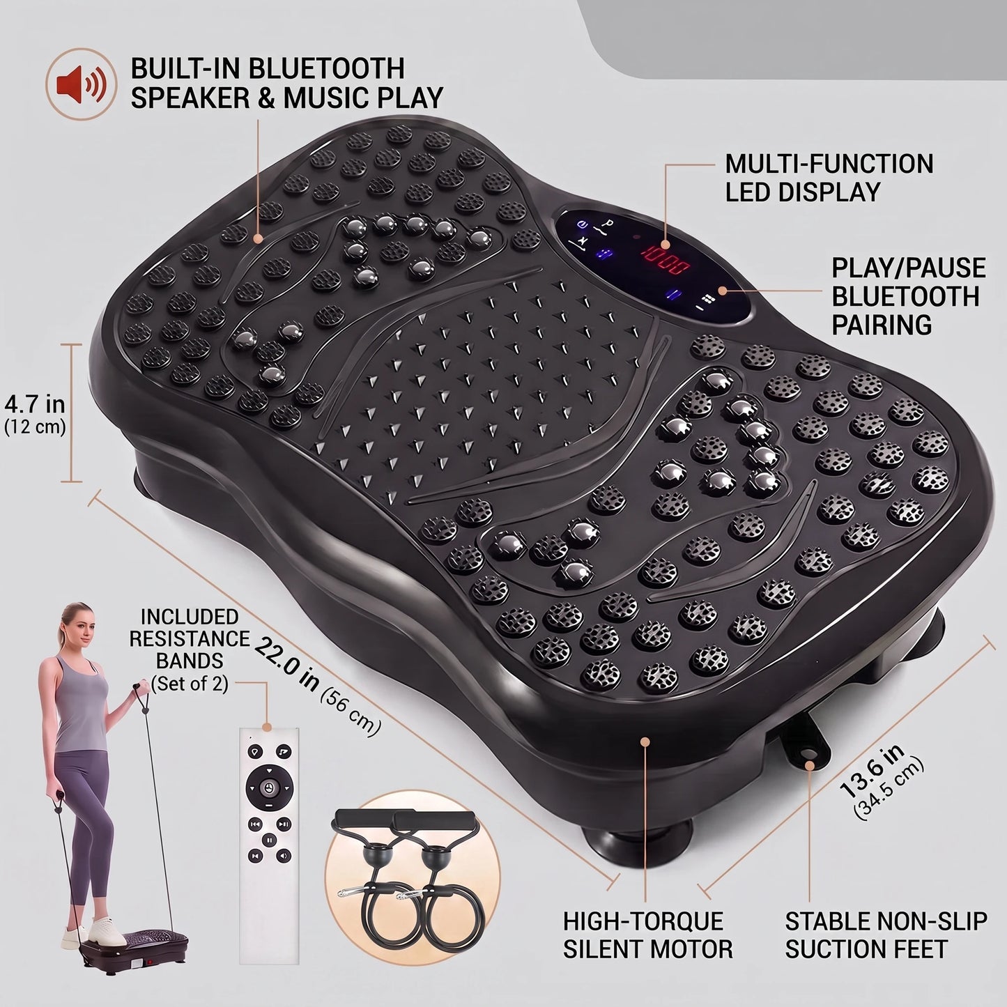 Vibration Plate Fitness Machine – Full Body Workout Shaking Platform for Weight Loss, Muscle Toning & Recovery, Home Gym Equipment for Beginners