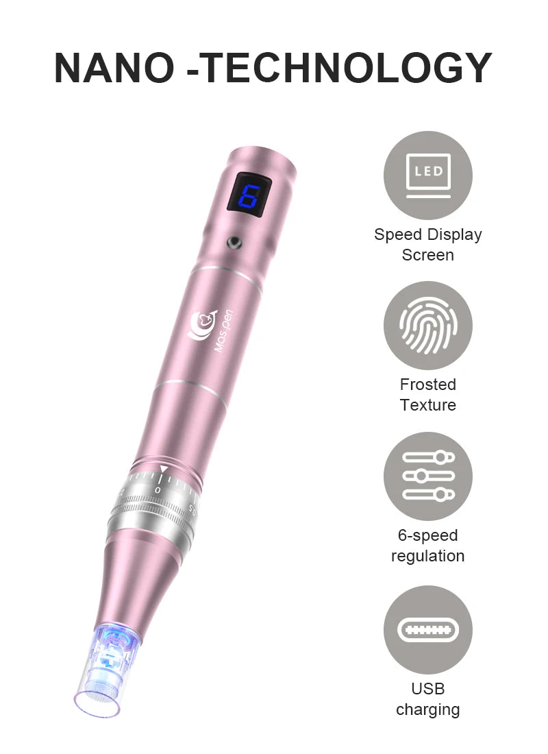 7 Color Led Light Derma Pen L6 Facial Massager With 10Pcs DermaPen Replacement Tips 0.25MM