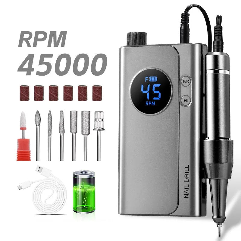 Cosprysmal Cordless Electric Nail Drill with Adjustable Speed for Manicures