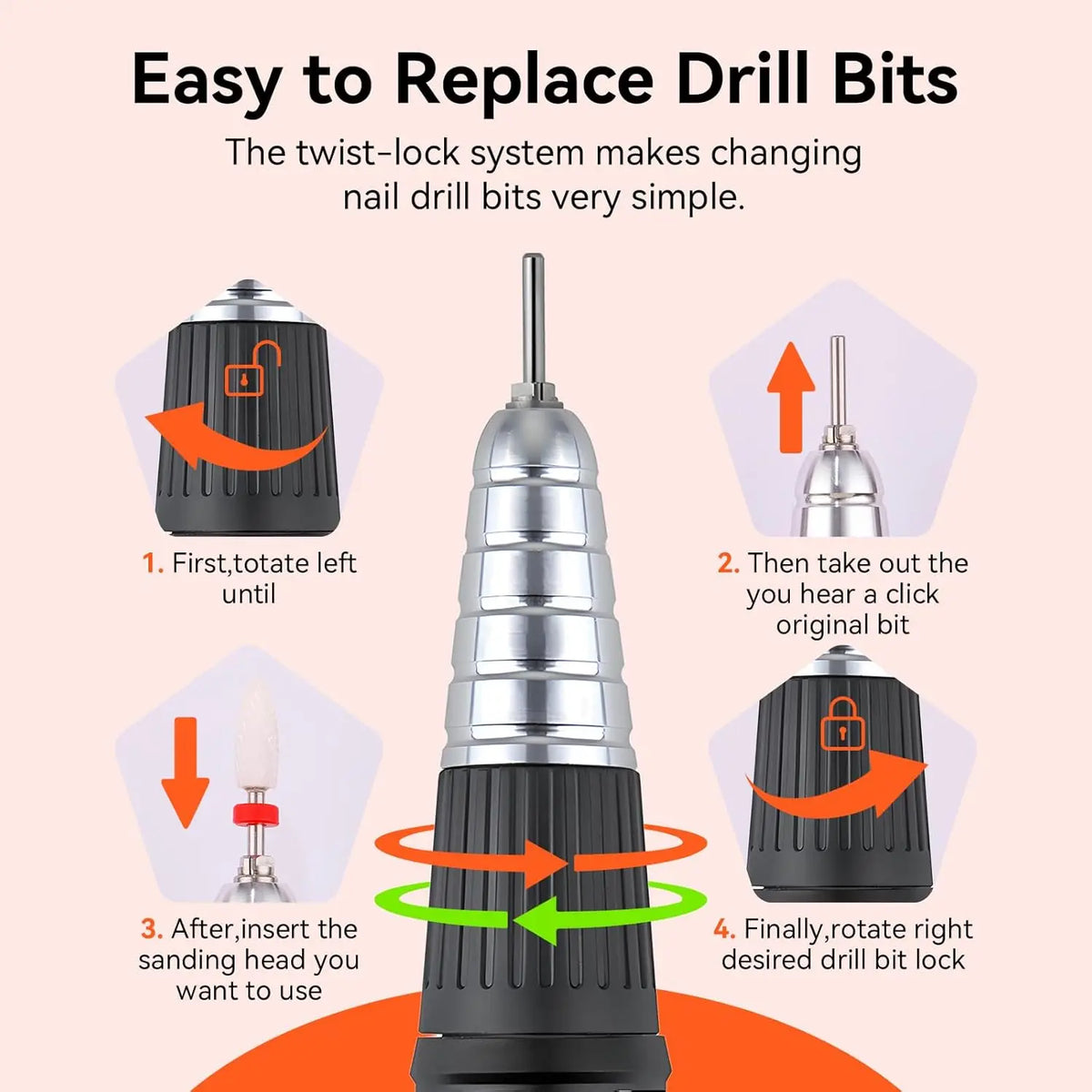 Makartt Professional Electric Nail Drill Handpiece Replacement for UP200