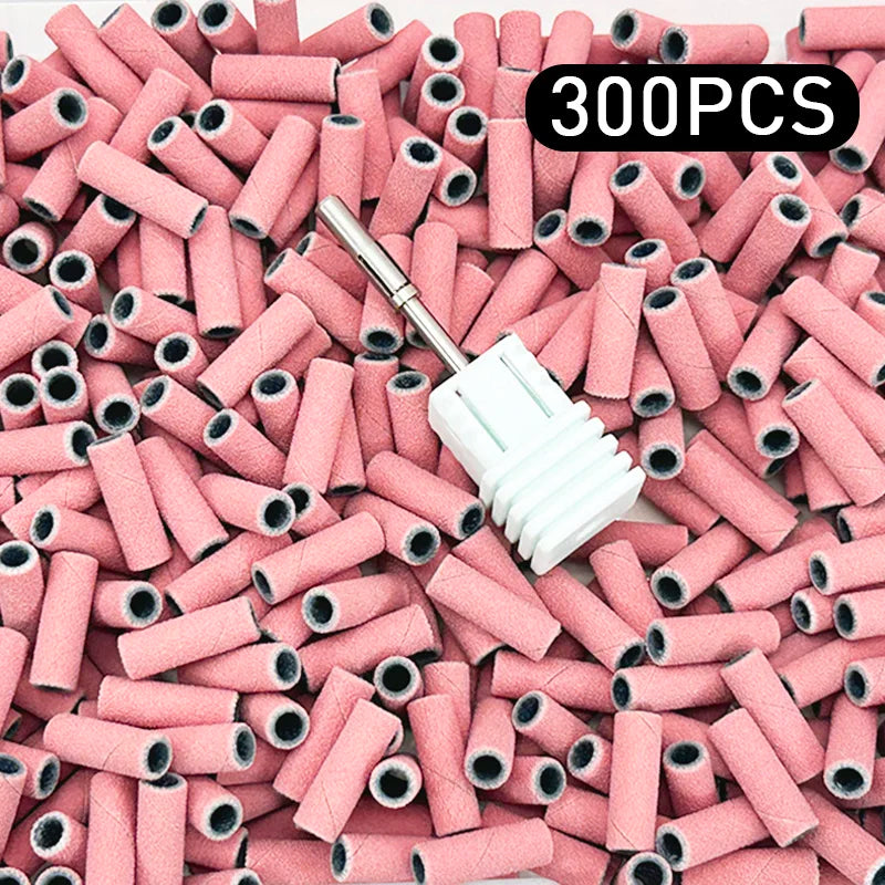 300PCS 3MM Sanding Bands With 1PC Mandrel for Nail Drill #180 #240 Grit Nail Sanding Band Bulk for Salons Manicure
