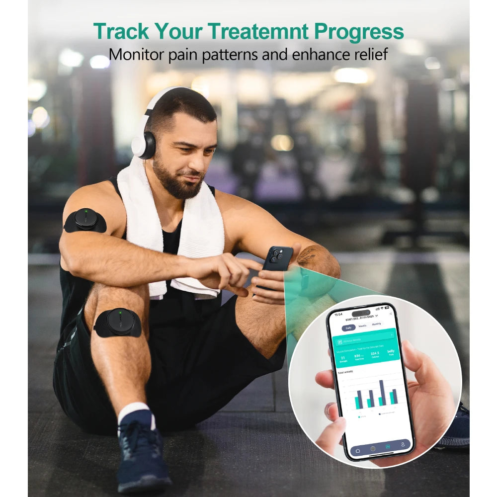3-In-1 TENS EMS Unit Wireless Dual Channel Muscle Stimulator