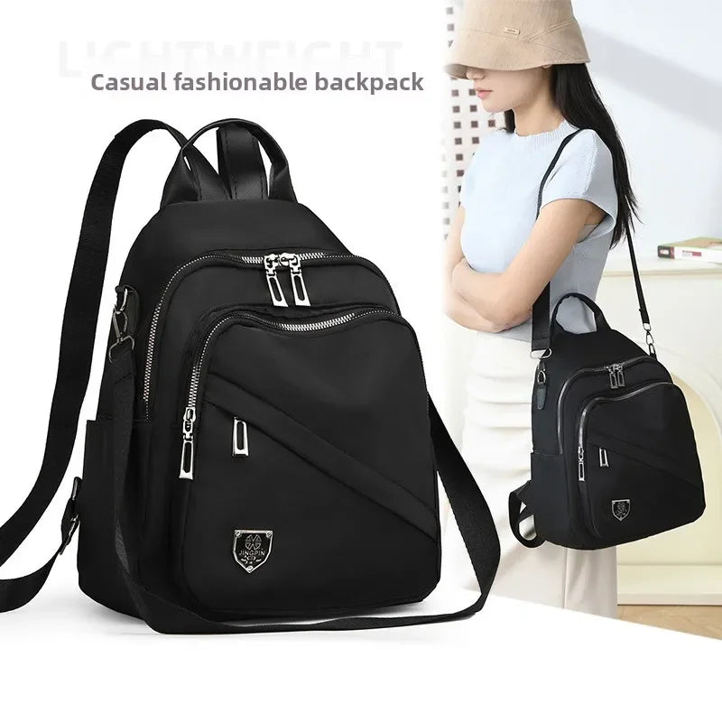 Backpack Large Capacity Multi Pocket Nylon Fabric Adjustable Straps Daily Commute Women Girls Trendy Casual