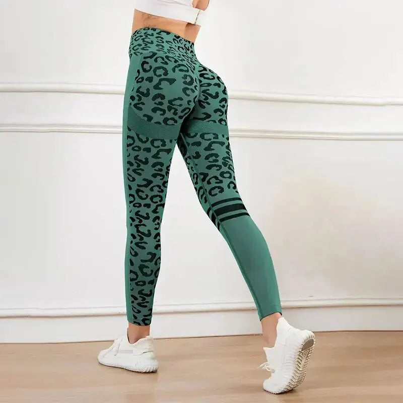 Yoga Leopard Print Seamless High Waist Tights for Quick Dry Fitness