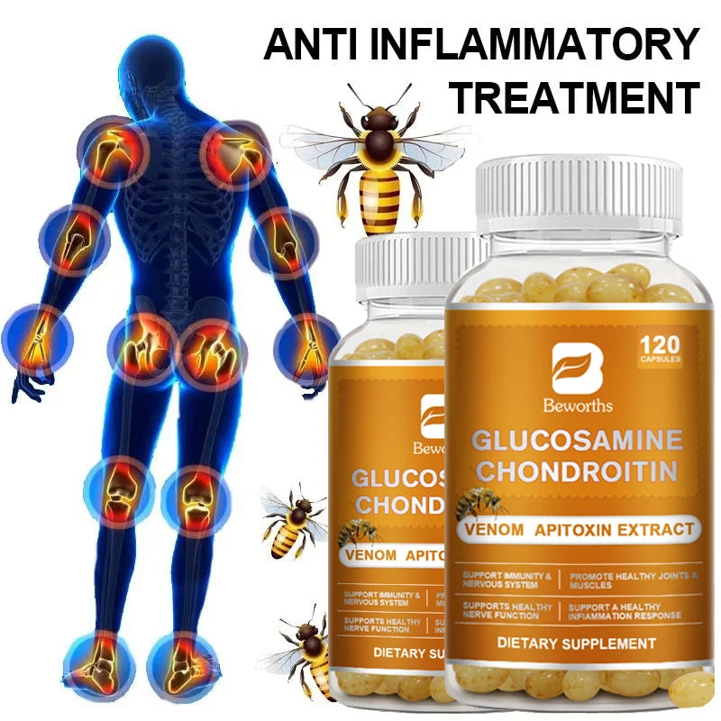 BEWORTHS Glucosamine Chondroitin Bee Venom Extract Capsules for Relieve Joint & Knee Pain Relieve Discomfort of Bones and Joint
