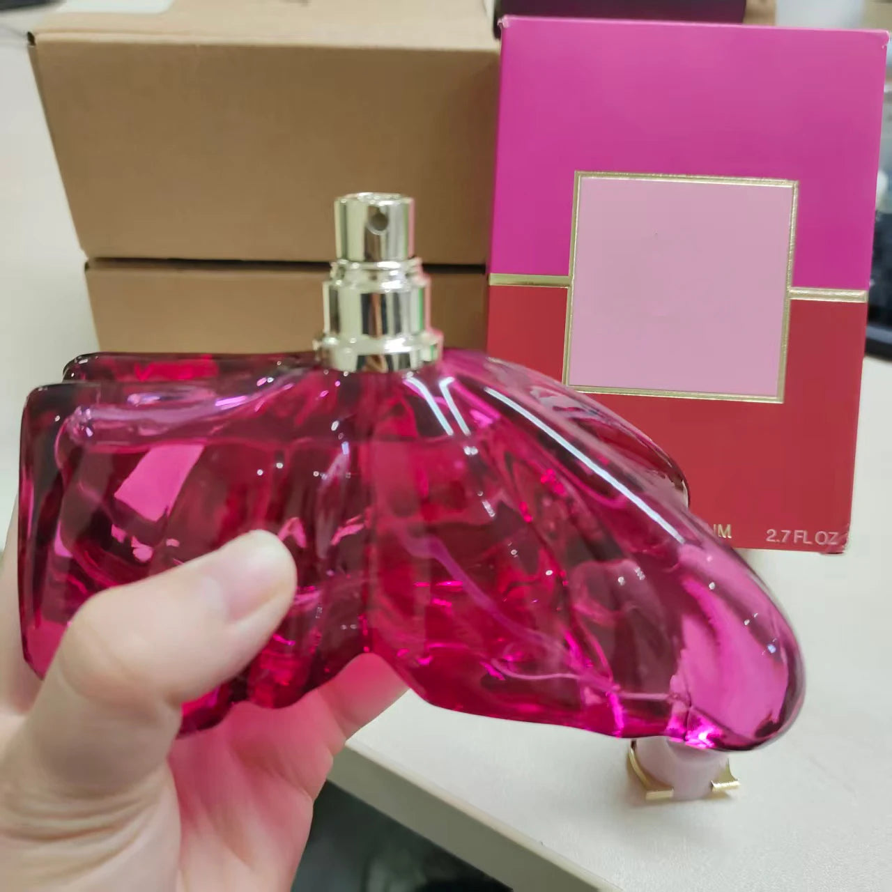 LA Bom. b.A 2.7oz female perfume, fresh flower and fruit fragrance, dragon fruit integration, unique butterfly design