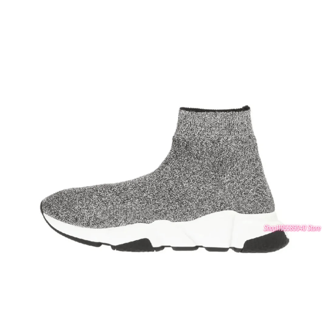 2026 Men's and women's socks, shoes, spring and autumn men's shoes, breathable and comfortable high-top socks, knitted elastic socks, shoes