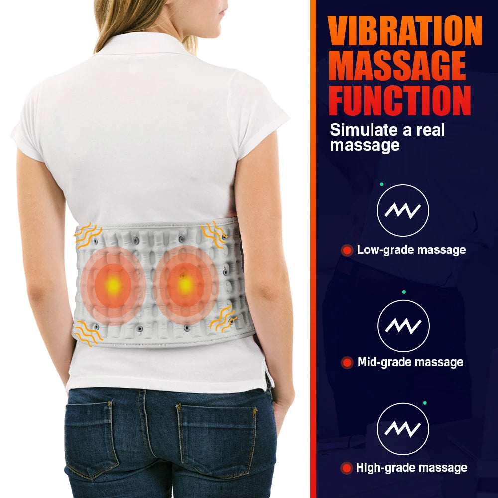 Cordless Electric Red Light Heated Waist Massager Inflatable Lumbar Protect Belt Back Airbag Support Vibration Massage Relax