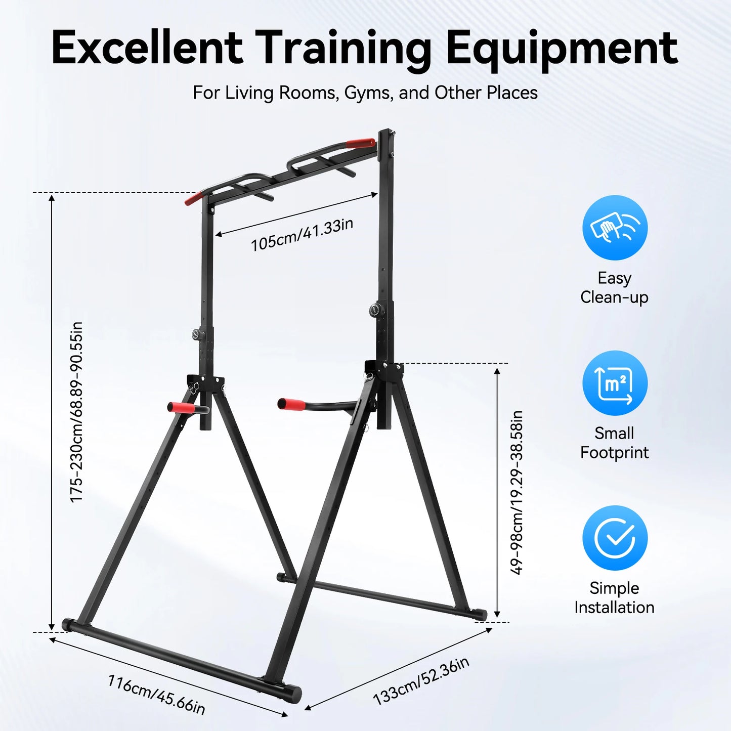 Adjustable Pull Up Station Home Foldable Strength Training Equipment Triangular Horizontal Bar, 200kg Load for Home & Gym