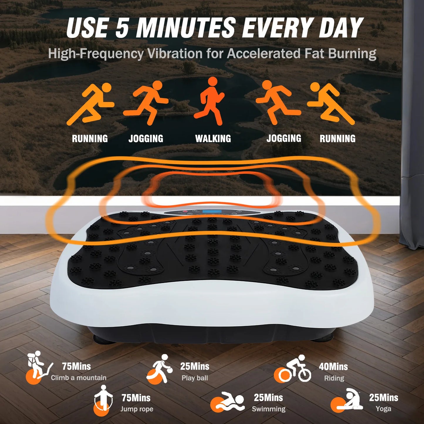 Full-Body Vibration Plate Exercise Machine With Resistance Bands