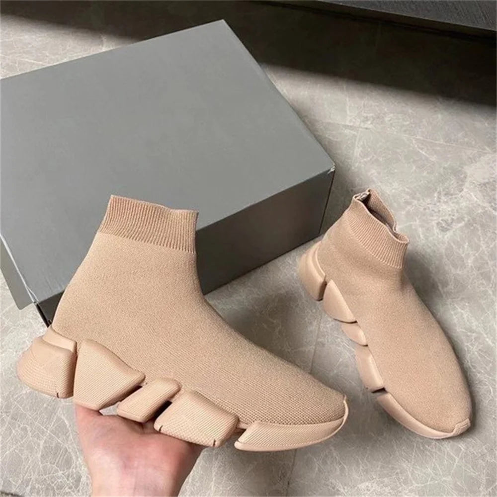 Hot Black High Top Women Socks Shoes Sneakers Breathable Couples Casual Sports Shoes Comfy Platform Sock Sneakers Men