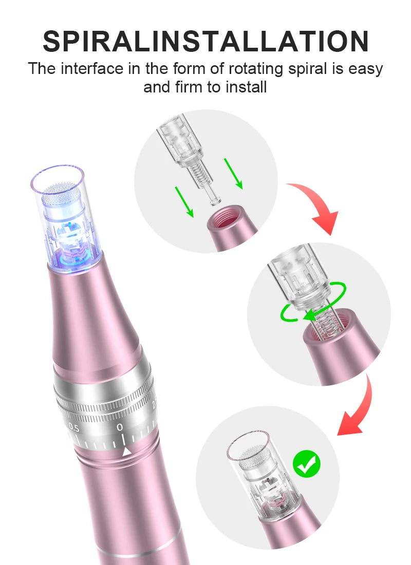 Mas.pen Rechargeable LED Derma Pen Facial Massager with Replacement Tips