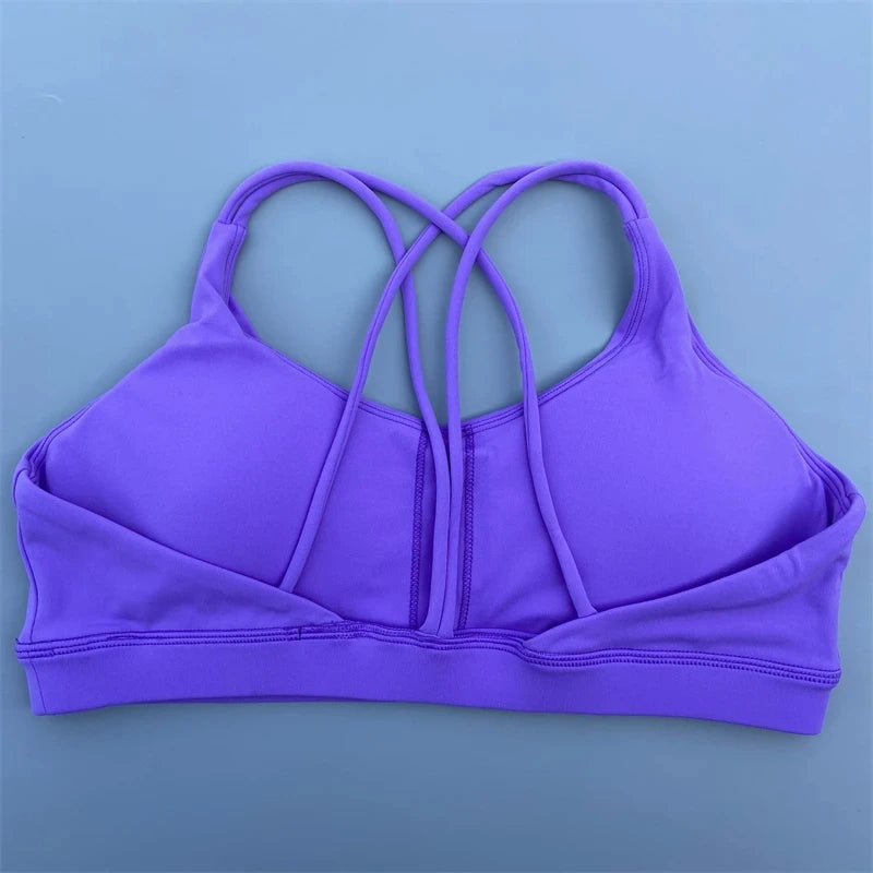 Solid Color Soft High Strength Women Cross Fitness Bra Tight Sport Top Comprehensive Training Gym Yoga Underwear With Chest Pad