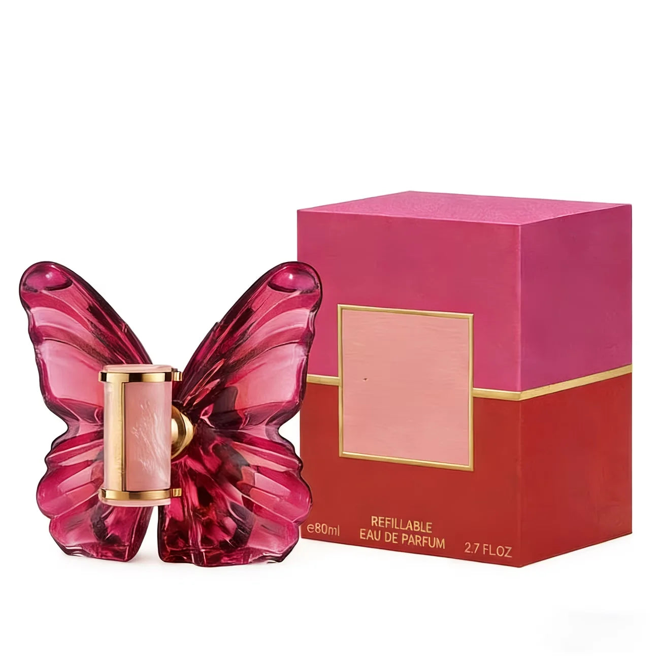 LA Bom. b.A 2.7oz female perfume, fresh flower and fruit fragrance, dragon fruit integration, unique butterfly design