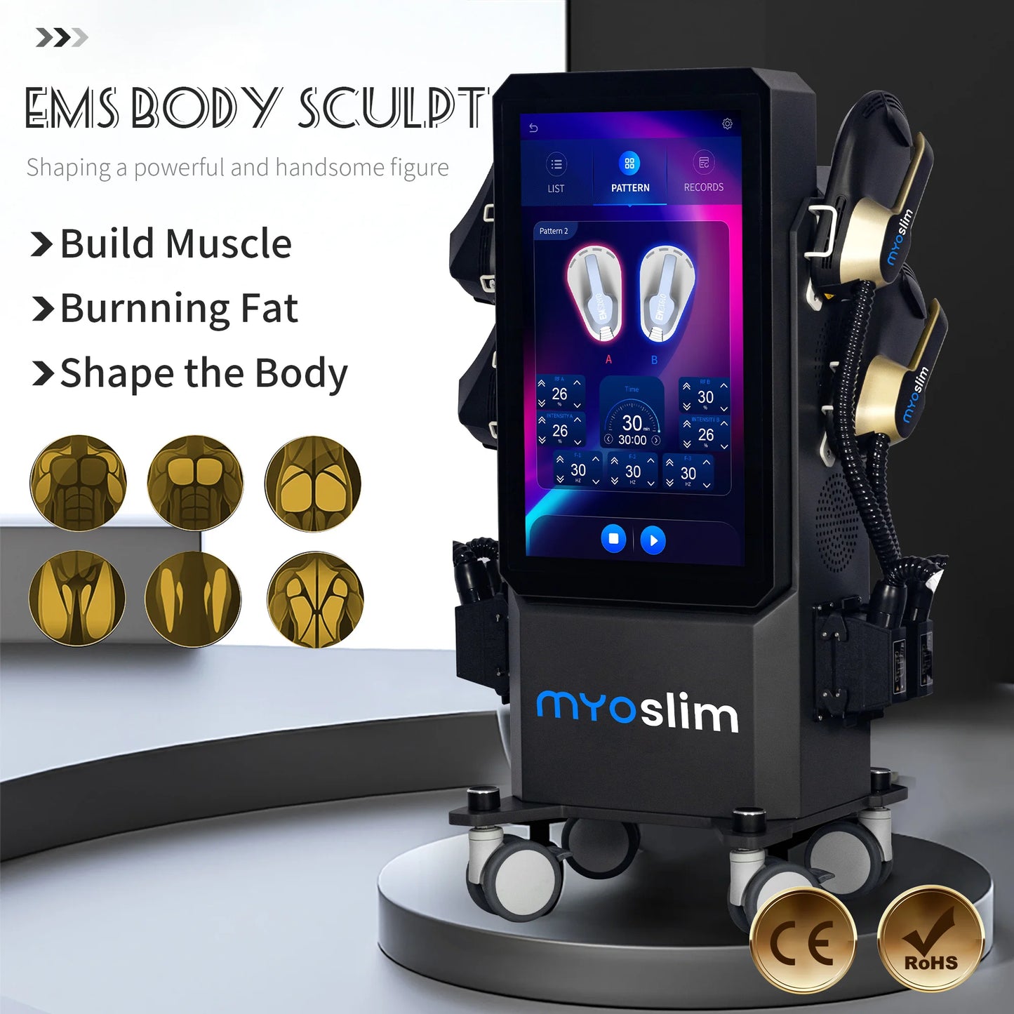 New Upgrade MYOslim PRO 6500W NEO Nova Body Sculpt Machine EMS+EMT RF Cellulite Removal Pelvic Stimulator Salon Use