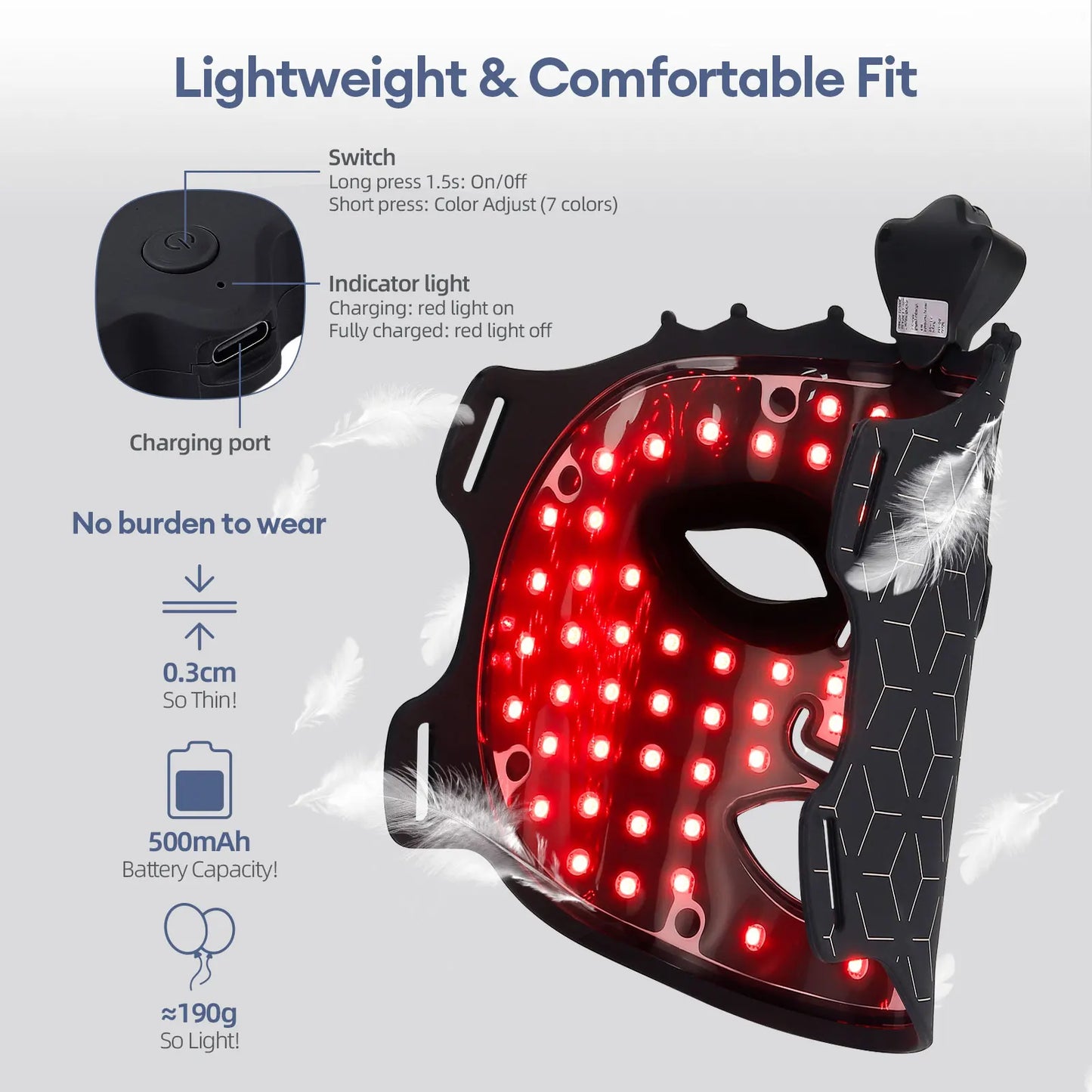 Foreverlily Silicone Led Face Mask For Photon Therapy Skin Repair