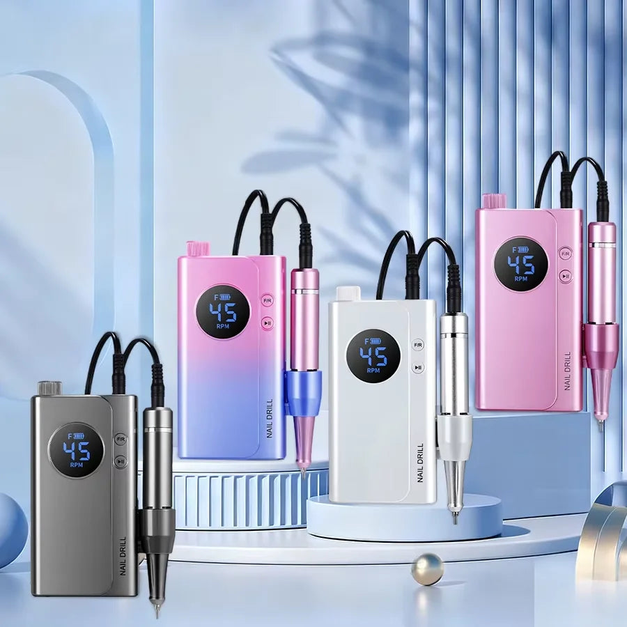 45000RPM Rechargeable Nail Drill Machine Portable Electric Nail File LCD Display USB Charging Manicure Pedicure Kit Gel Acrylic Nail Polisher Salon Nail Art Tools And Home Use For All Festival Gifts