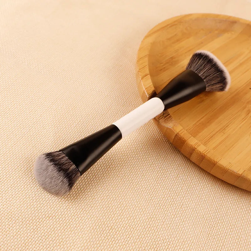2 in 1 Dual Ended Foundation And Blush Makeup Brush Soft Fluffy Bristles Household Travel Cosmetic Accessory