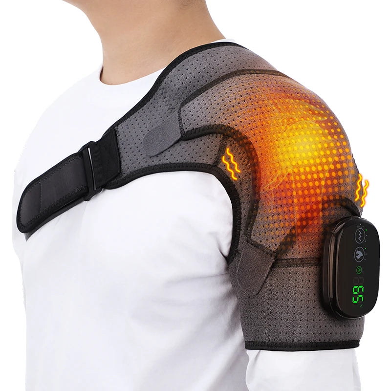 Cordless Electric Heating Shoulder Massager Vibration Shoulder Brace Massage Support Belt Adjustable Hot Compress Shoulder Shawl