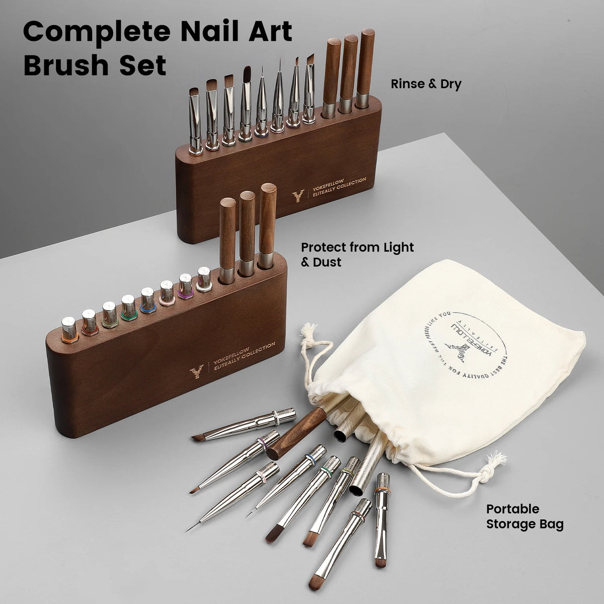 YOKEFELLOW Nail Art Brush Set With Interchangeable Gel Design Heads