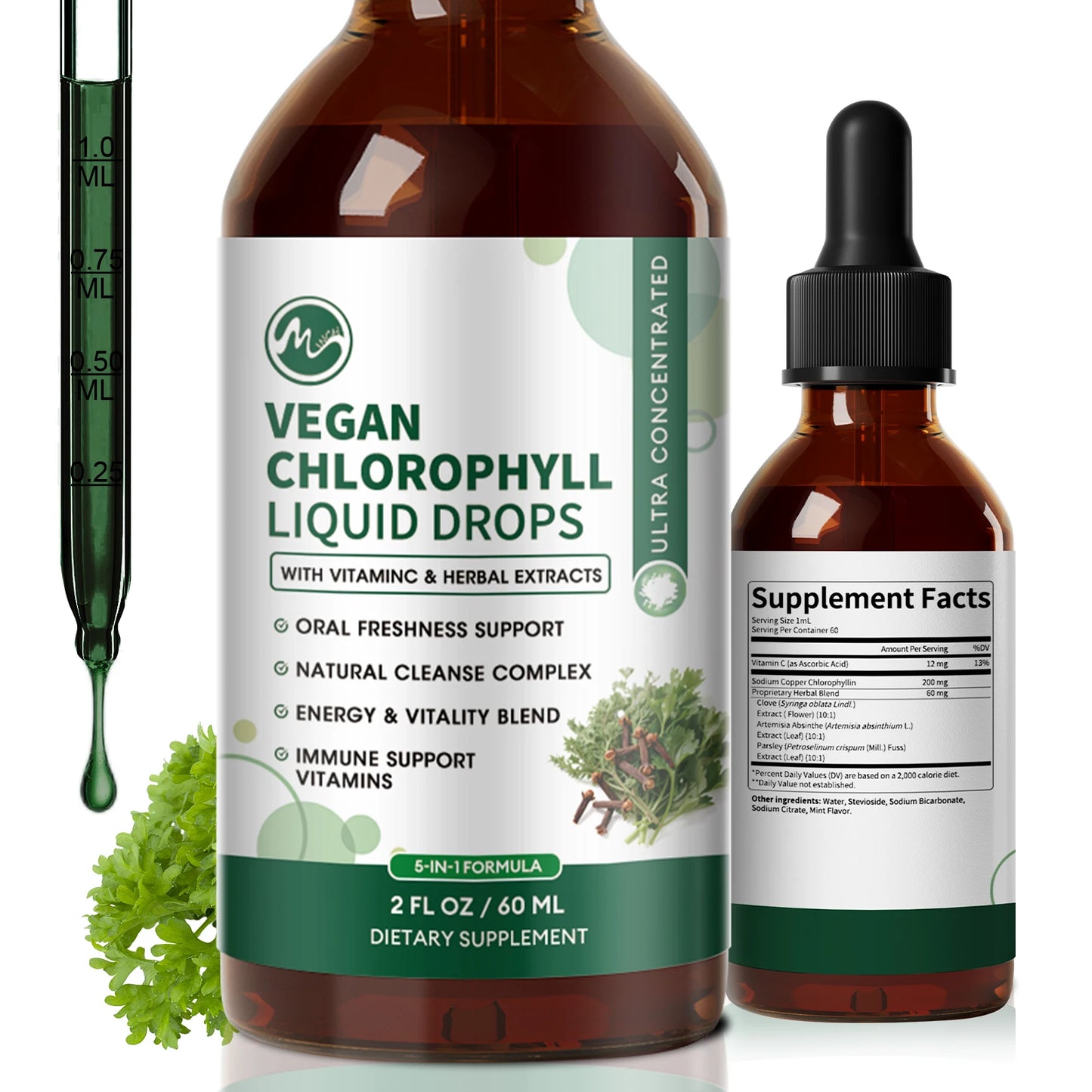 MINCH Chlorophyll Liquid Drops 4X Concentrated For Immune Support