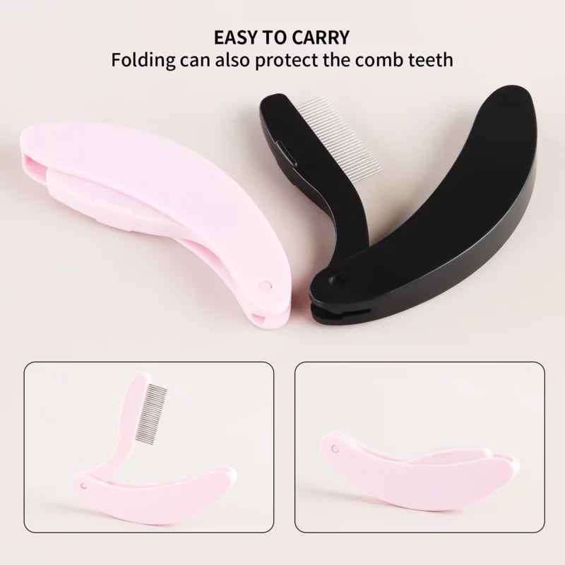 Folding Eyelash Separator Comb for Extensions and Eyebrow Grooming