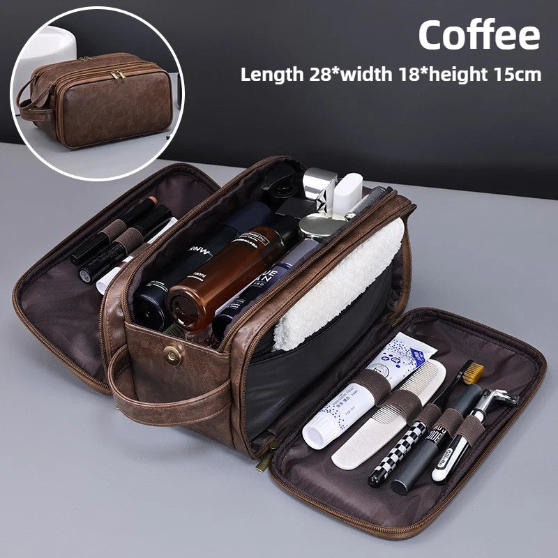 Multi Pockets PU Toiletry Bag for Women Men Travel Essentials Waterproof Hanging Cosmetic Organizer