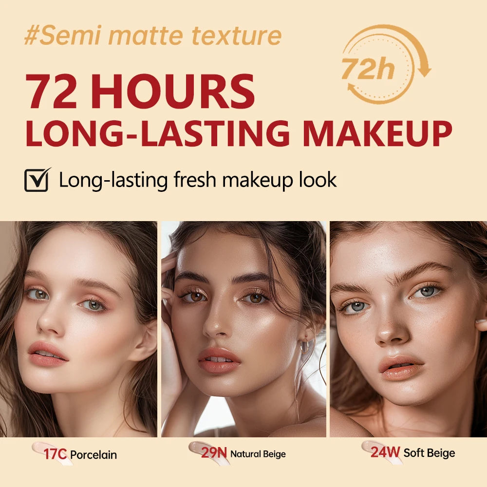 Long-Lasting Waterproof Air Cushion Foundation Sunscreen Lightweight Translucent Full Coverage Quick Daily Facial Makeup Glow