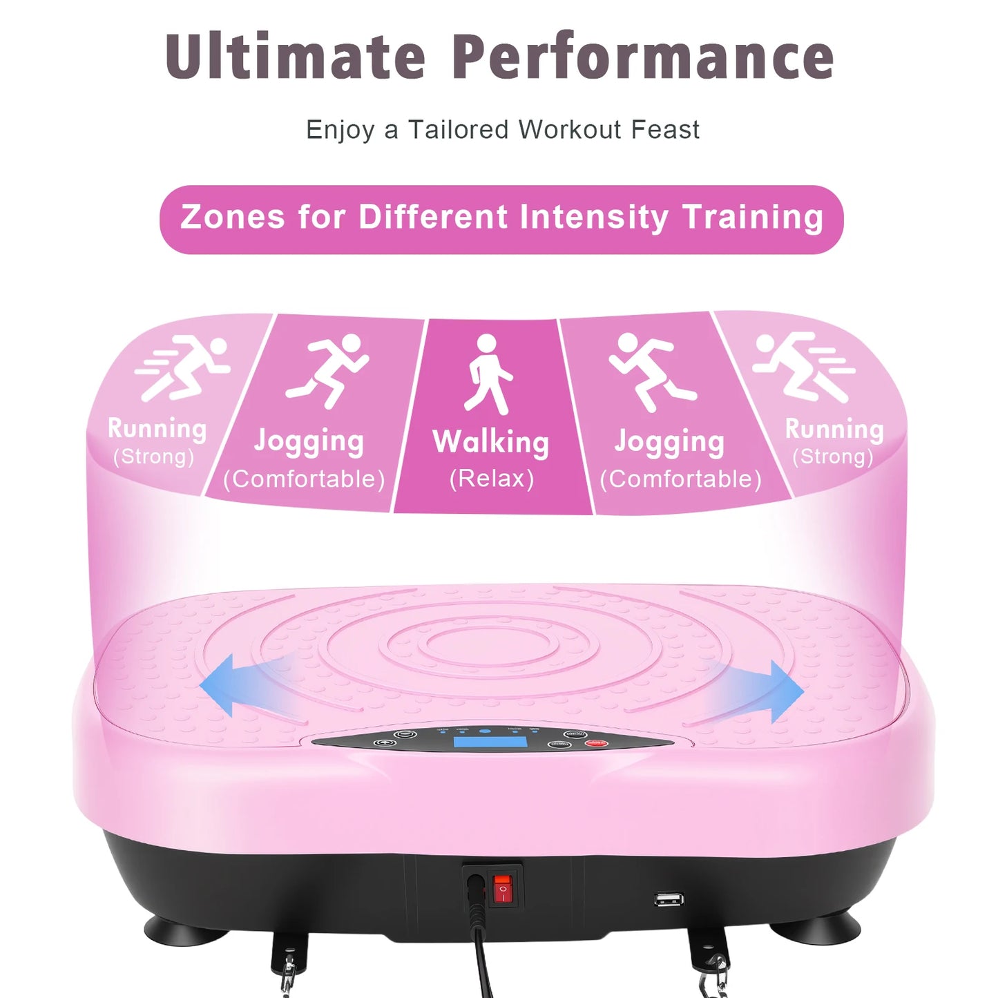 Portable Vibration Plate Exercise Machine Whole Body Workout Platform with Bluetooth Resistance Bands 5 Yoga Straps 10 Auto 200 Manual Speed Settings for Weight Loss & Shaping
