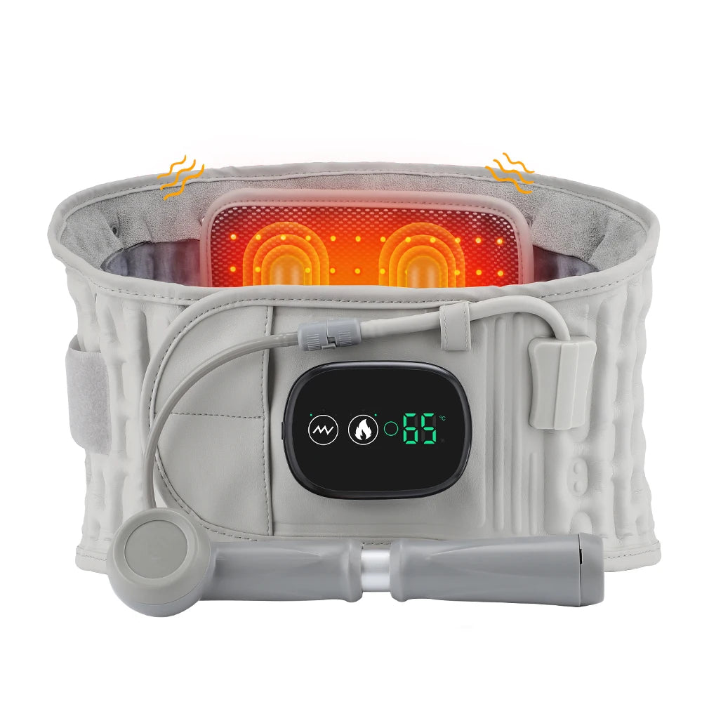 Cordless Electric Red Light Heated Waist Massager Inflatable Lumbar Protect Belt Back Airbag Support Vibration Massage Relax
