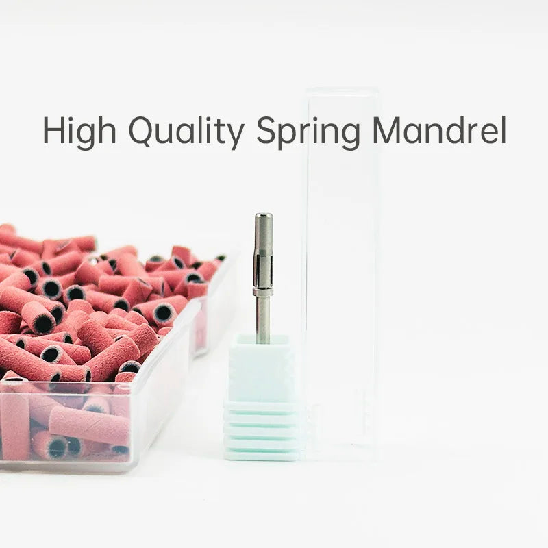 300PCS 3MM Sanding Bands With 1PC Mandrel for Nail Drill #180 #240 Grit Nail Sanding Band Bulk for Salons Manicure