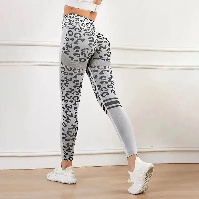 Yoga Leopard Print Seamless High Waist Tights for Quick Dry Fitness