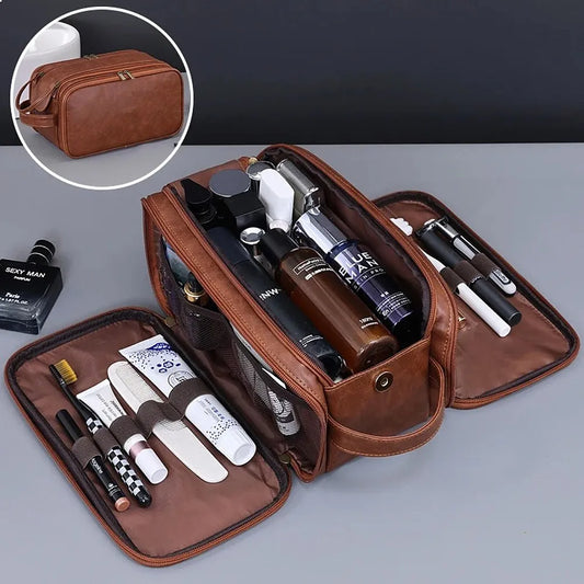 Multi Pockets PU Toiletry Bag for Women Men Travel Essentials Waterproof Hanging Cosmetic Organizer